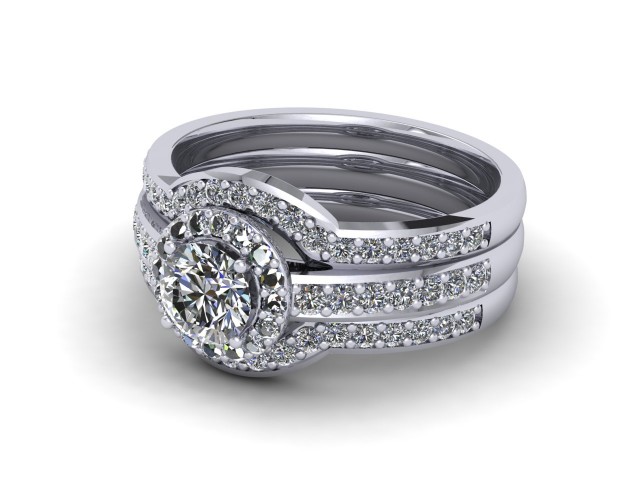 White Gold Bridal Engagement Ring Sets