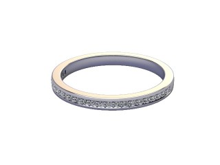 Semi-Set Diamond Eternity Ring in Platinum: 2.0mm. wide with Round Milgrain-set Diamonds