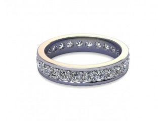 Full Diamond Eternity Ring in Platinum: 4.1mm. wide with Round Milgrain-set Diamonds