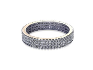 Full Diamond Eternity Ring in Platinum: 3.6mm. wide with Round Shared Claw Set Diamonds