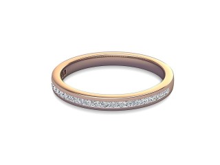 Semi-Set Diamond Eternity Ring in 18ct. Rose Gold: 2.2mm. wide with Princess Channel-set Diamonds