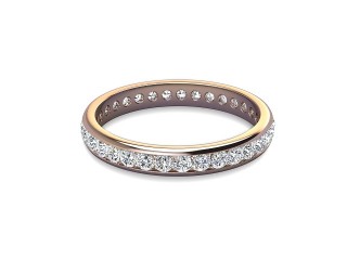 Full Diamond Eternity Ring in 18ct. Rose Gold: 2.9mm. wide with Round Channel-set Diamonds