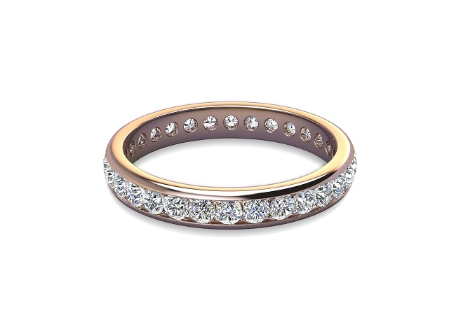 Full Diamond Eternity Ring in 18ct. Rose Gold: 3.1mm. wide with Round Channel-set Diamonds