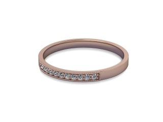 Half-Set Diamond Eternity Ring in 18ct. Rose Gold: 2.0mm. wide with Round Milgrain-set Diamonds