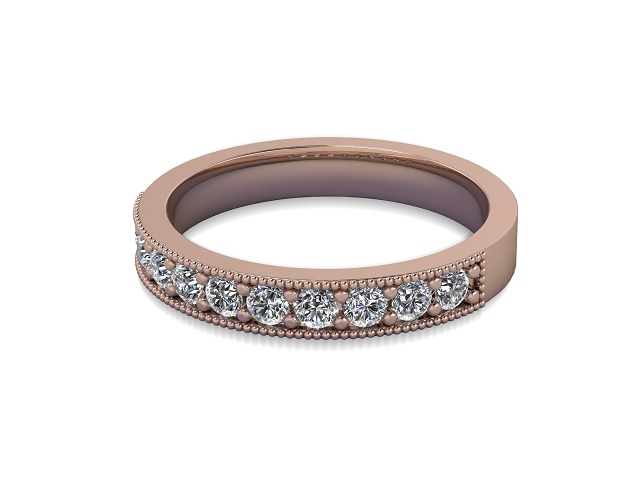 Semi-Set Diamond Eternity Ring in 18ct. Rose Gold: 2.9mm. wide with Round Milgrain-set Diamonds