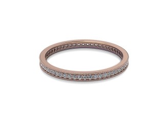 Full Diamond Eternity Ring in 18ct. Rose Gold: 1.8mm. wide with Round Milgrain-set Diamonds