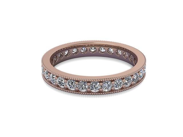 Full Diamond Eternity Ring in 18ct. Rose Gold: 3.1mm. wide with Round Milgrain-set Diamonds