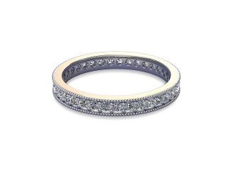 Full Diamond Eternity Ring in 18ct. White Gold: 2.7mm. wide with Round Milgrain-set Diamonds