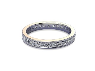 Full Diamond Eternity Ring in 18ct. White Gold: 2.9mm. wide with Round Milgrain-set Diamonds