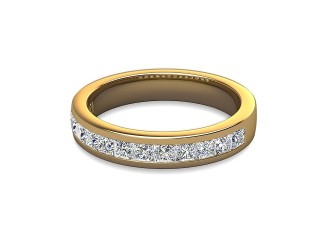 Semi-Set Diamond Eternity Ring in 18ct. Yellow Gold: 3.7mm. wide with Princess Channel-set Diamonds-88-18003.37