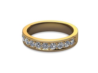 Semi-Set Diamond Eternity Ring in 18ct. Yellow Gold: 4.1mm. wide with Round Milgrain-set Diamonds