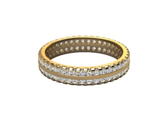 Full Diamond Eternity Ring in 18ct. Yellow Gold: 3.8mm. wide with Round Shared Claw Set Diamonds
