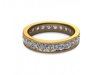 Full Diamond Eternity Ring in 18ct. Yellow Gold: 4.1mm. wide with Round Milgrain-set Diamonds