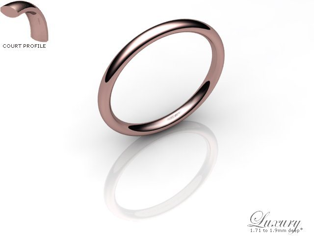Women's 2.0mm. Luxury Court (Comfort Fit) Wedding Ring: Hallmarked 9ct. Rose Gold