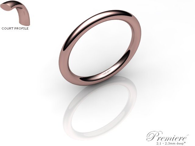 Women's 2.0mm. Premiere Court (Comfort Fit) Wedding Ring: Hallmarked 18ct. Rose Gold