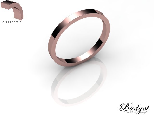 Women's 2.0mm. Budget Flat Wedding Ring: Hallmarked 18ct. Rose Gold