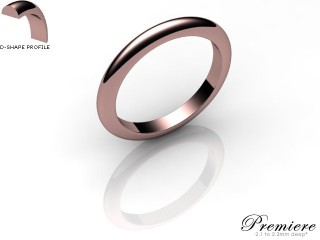 Women's 2.5mm. Premiere D Shape Wedding Ring: Hallmarked 9ct. Rose Gold-09RGPP-2.5DXL