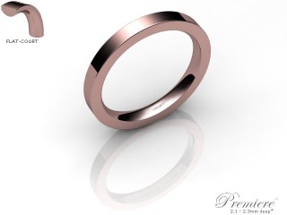 Women's 2.5mm. Premiere Flat-Court (Comfort Fit) Wedding Ring: Hallmarked 18ct. Rose Gold-18RGPP-2.5FCXL