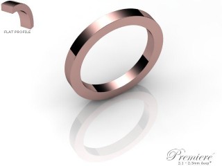 Women's 2.5mm. Premiere Flat Wedding Ring: Hallmarked 9ct. Rose Gold-09RGPP-2.5FXL