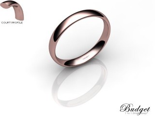Women's 3.0mm. Budget Court (Comfort Fit) Wedding Ring: Hallmarked 18ct. Rose Gold-18RGPP-3.0CLL