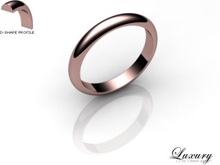 Men's 3.0mm. Luxury D Shape Wedding Ring: Hallmarked 9ct. Rose Gold-09RGPP-3.0DHG