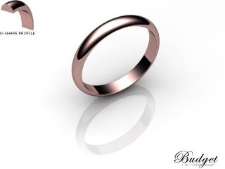 Women's 3.0mm. Budget D Shape Wedding Ring: Hallmarked 18ct. Rose Gold-18RGPP-3.0DLL