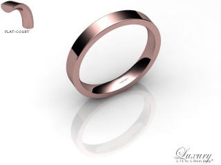 Women's 3.0mm. Luxury Flat-Court (Comfort Fit) Wedding Ring: Hallmarked 18ct. Rose Gold-18RGPP-3.0FCHL