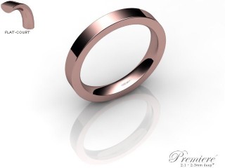 Men's 3.0mm. Premiere Flat-Court (Comfort Fit) Wedding Ring: Hallmarked 18ct. Rose Gold-18RGPP-3.0FCXG