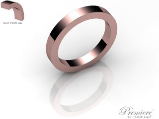 Men's 3.0mm. Premiere Flat Wedding Ring: Hallmarked 18ct. Rose Gold-18RGPP-3.0FXG