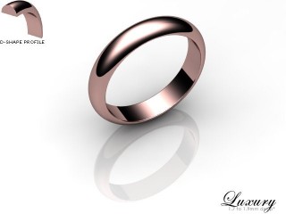 Men's 4.0mm. Luxury D Shape Wedding Ring: Hallmarked 18ct. Rose Gold-18RGPP-4.0DHG