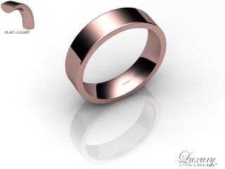 Men's 5.0mm. Luxury Flat-Court (Comfort Fit) Wedding Ring: Hallmarked 18ct. Rose Gold-18RGPP-5.0FCHG