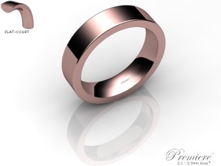 Women's 5.0mm. Premiere Flat-Court (Comfort Fit) Wedding Ring: Hallmarked 18ct. Rose Gold-18RGPP-5.0FCXL