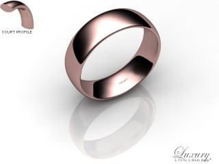 Women's 6.0mm. Luxury Court (Comfort Fit) Wedding Ring: Hallmarked 18ct. Rose Gold-18RGPP-6.0CHL