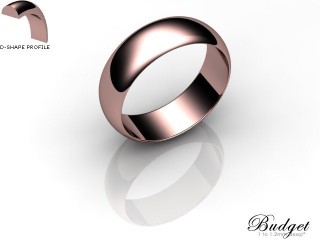 Women's 6.0mm. Budget D Shape Wedding Ring: Hallmarked 18ct. Rose Gold-18RGPP-6.0DLL