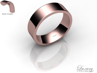 Women's 6.0mm. Luxury Flat-Court (Comfort Fit) Wedding Ring: Hallmarked 18ct. Rose Gold-18RGPP-6.0FCHL