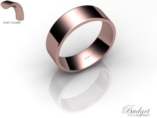 Men's 6.0mm. Budget Flat-Court (Comfort Fit) Wedding Ring: Hallmarked 18ct. Rose Gold-18RGPP-6.0FCLG