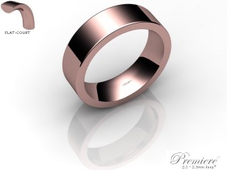 Men's 6.0mm. Premiere Flat-Court (Comfort Fit) Wedding Ring: Hallmarked 18ct. Rose Gold-18RGPP-6.0FCXG
