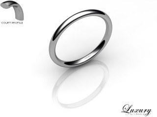 Women's 2.0mm. Luxury Court (Comfort Fit) Wedding Ring: Hallmarked 18ct. White Gold-18WGPP-2.0CHL