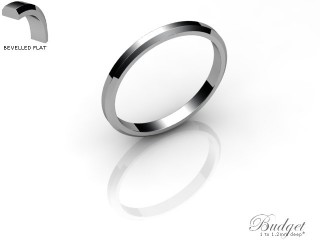 Women's 2.0mm. Budget Flat Wedding Ring: Hallmarked 18ct. White Gold-18WGPP-2.0FLL