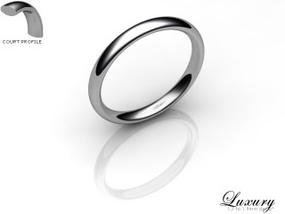 Women's 2.5mm. Luxury Court Wedding Ring: Hallmarked 9ct. White Gold-09WGPP-2.5CHL