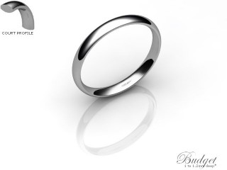 Women's 2.5mm. Budget Court (Comfort Fit) Wedding Ring: Hallmarked 18ct. White Gold-18WGPP-2.5CLL