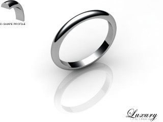 Women's 2.5mm. Luxury D Shape Wedding Ring: Hallmarked 18ct. White Gold-18WGPP-2.5DHL
