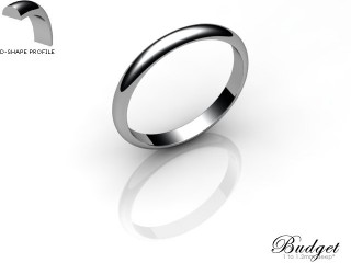 Women's 2.5mm. Budget D Shape Wedding Ring: Hallmarked 18ct. White Gold-18WGPP-2.5DLL