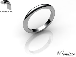 Women's 2.5mm. Premiere D Shape Wedding Ring: Hallmarked 18ct. White Gold-18WGPP-2.5DXL