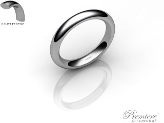 Women's 3.0mm. Premiere Court (Comfort Fit) Wedding Ring: Hallmarked 9ct. White Gold-09WGPP-3.0CXL