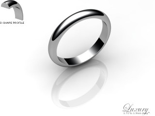 Men's 3.0mm. Luxury D Shape Wedding Ring: Hallmarked Palladium (950)-PALLPP-3.0DHG