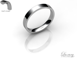Women's 3.0mm. Luxury Flat-Court (Comfort Fit) Wedding Ring: Hallmarked Palladium (950)-PALLPP-3.0FCHL
