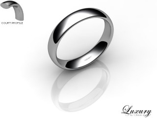 Men's 4.0mm. Luxury Court (Comfort Fit) Wedding Ring: Hallmarked 18ct. White Gold-18WGPP-4.0CHG