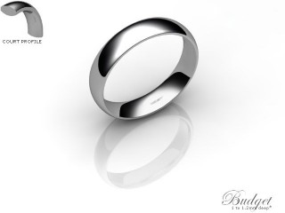 Men's 4.0mm. Budget Court (Comfort Fit) Wedding Ring: Hallmarked 18ct. White Gold-18WGPP-4.0CLG