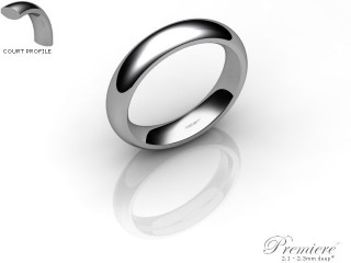 Men's 4.0mm. Premiere Court (Comfort Fit) Wedding Ring: Hallmarked 18ct. White Gold-18WGPP-4.0CXG